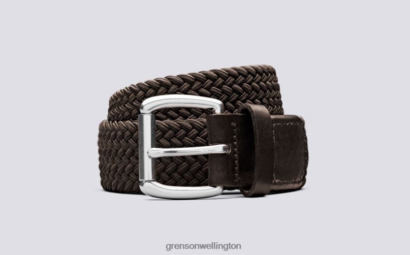 Unisex Dark Brown WOVEN BELT Grenson R46060521 Accessories