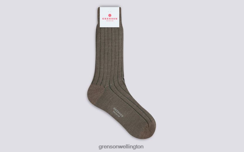 Men Beige PLAIN RIB SOCK Grenson R46060455 Accessories
