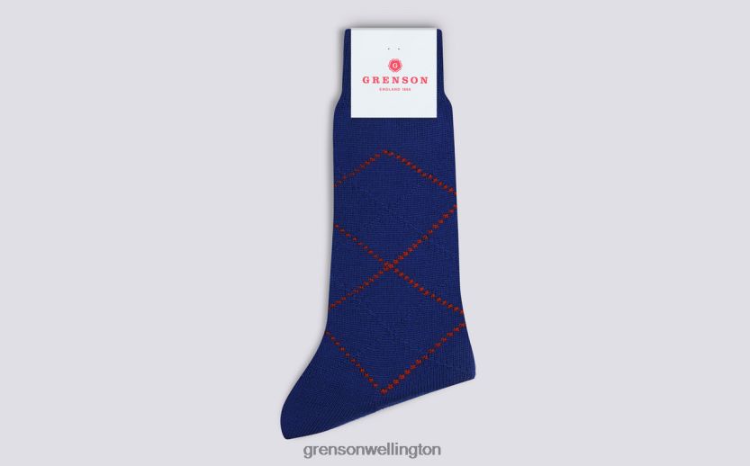 Men Blue SIMPLE ARGYLE SOCK Grenson R46060462 Accessories