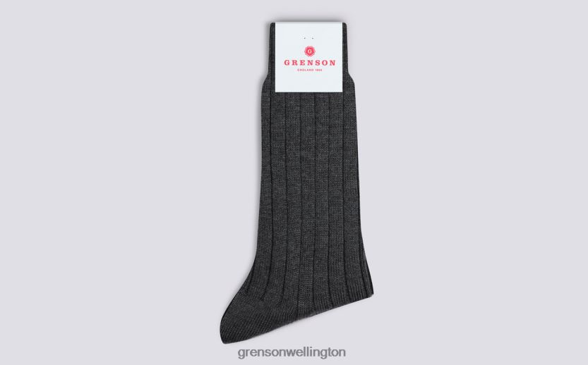 Men Grey PLAIN RIB SOCK Grenson R46060456 Accessories