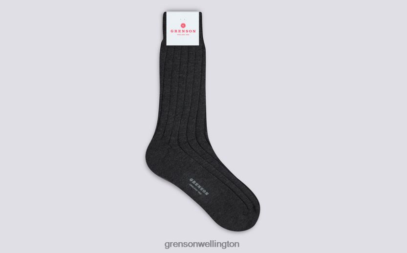 Men Grey PLAIN RIB SOCK Grenson R46060456 Accessories