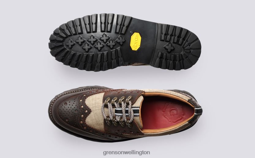 Men Beige ARCHIE TECH Grenson R46060107 Brogues Shoes