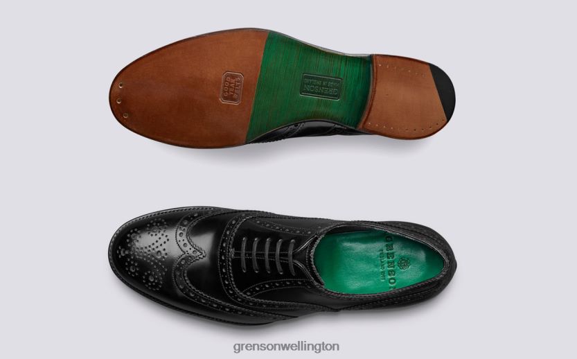 Men Black/Jade HARROW Grenson R46060125 Brogues Shoes