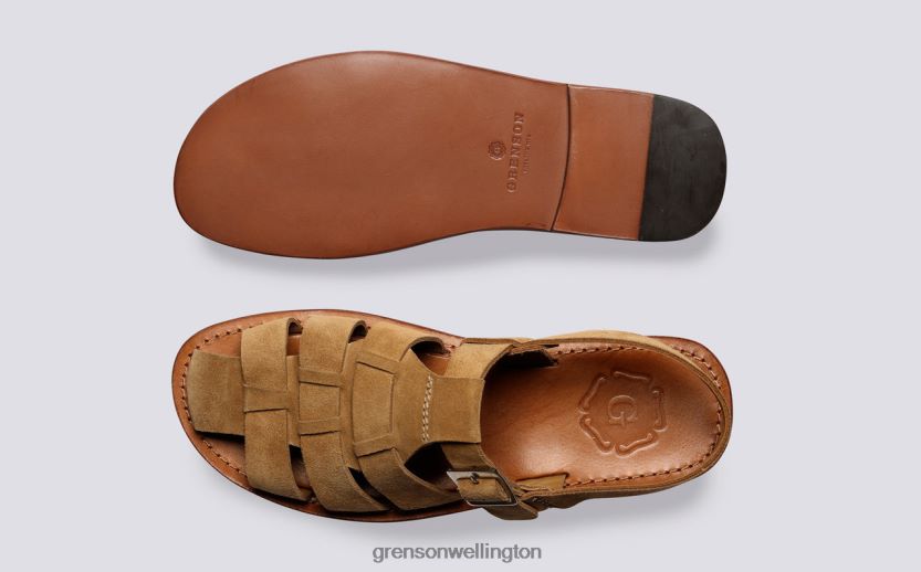 Men Caramel QUINCY Grenson R46060219 Sandals