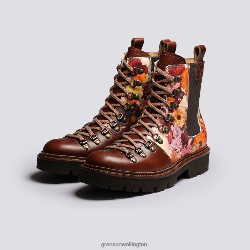 Women Brown Floral NANETTE X KITTEN GRAYSON Grenson R46060286 Boots