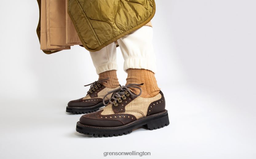 Women Beige AVA TECH Grenson R46060330 Brogues Shoes