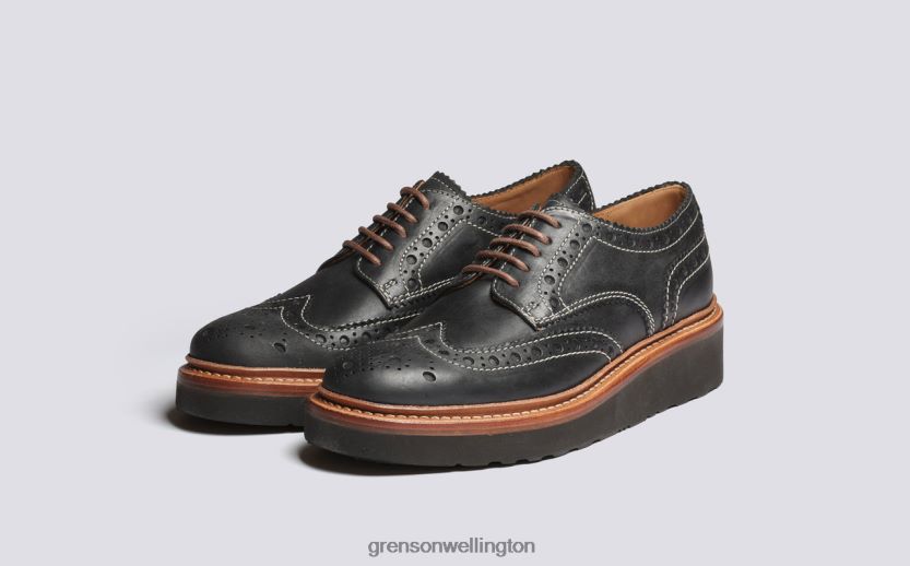 Women Black AVA Grenson R46060331 Brogues Shoes