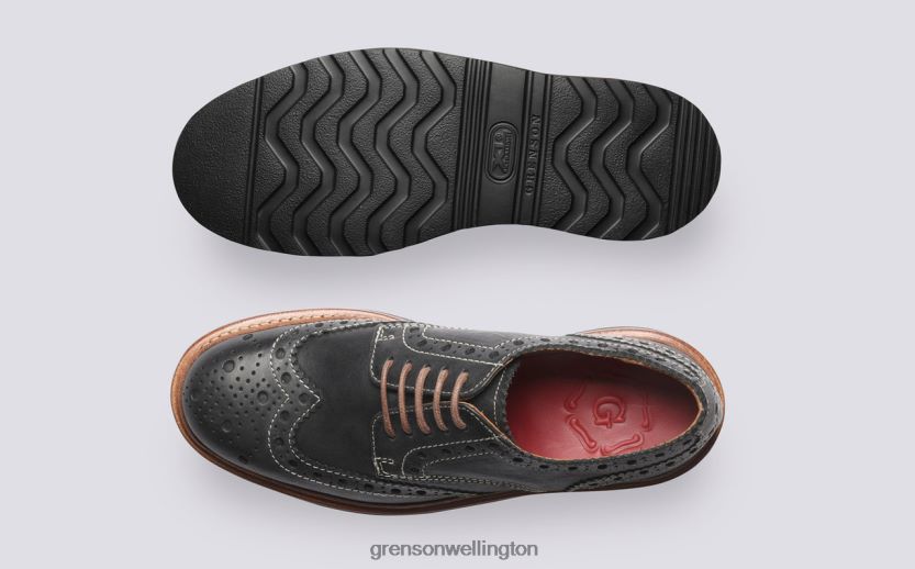 Women Black AVA Grenson R46060331 Brogues Shoes