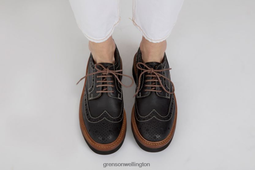Women Black AVA Grenson R46060331 Brogues Shoes