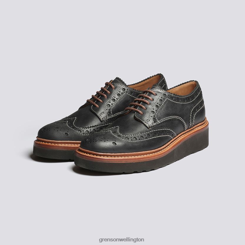 Women Black AVA Grenson R46060331 Brogues Shoes