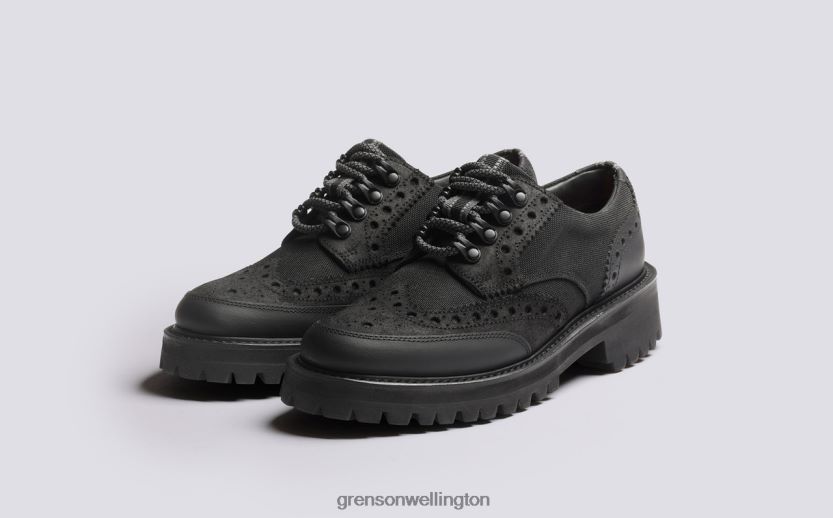 Women Black AVA TECH Grenson R46060332 Brogues Shoes