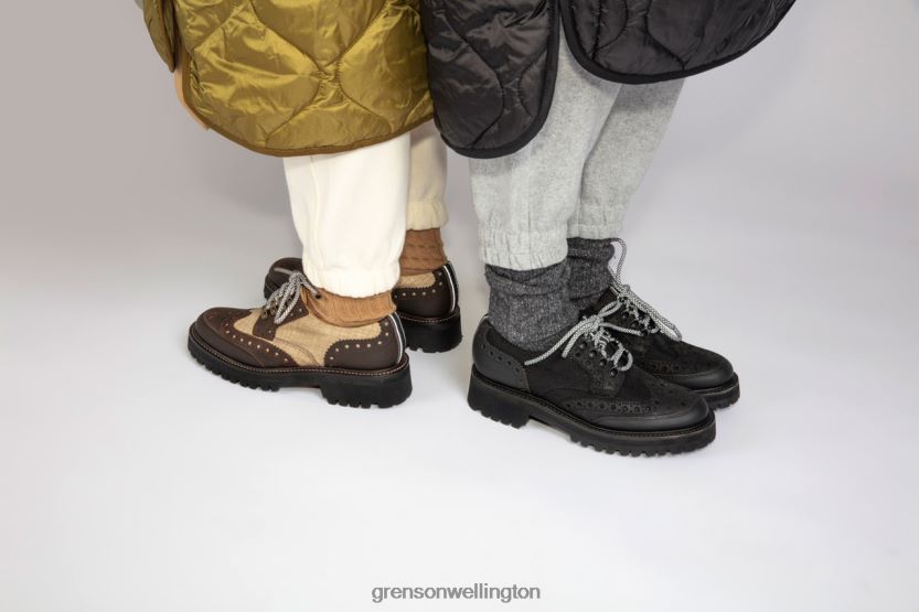 Women Black AVA TECH Grenson R46060332 Brogues Shoes