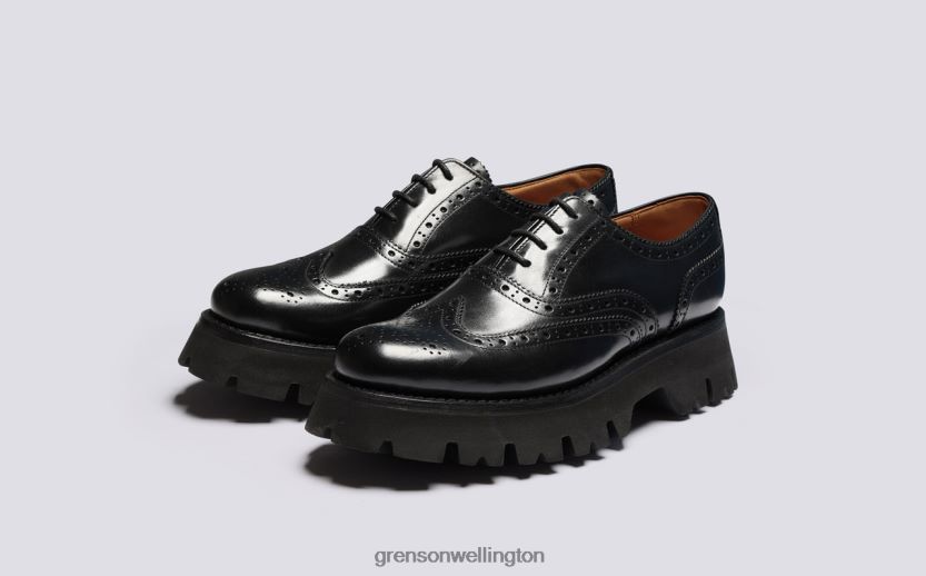 Women Black ROSE Grenson R46060334 Brogues Shoes