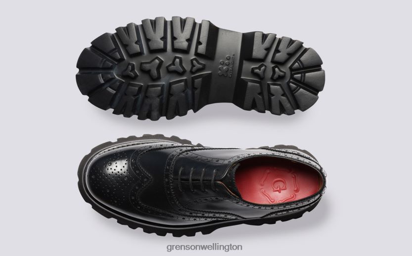 Women Black ROSE Grenson R46060334 Brogues Shoes