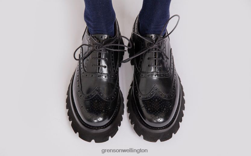 Women Black ROSE Grenson R46060334 Brogues Shoes